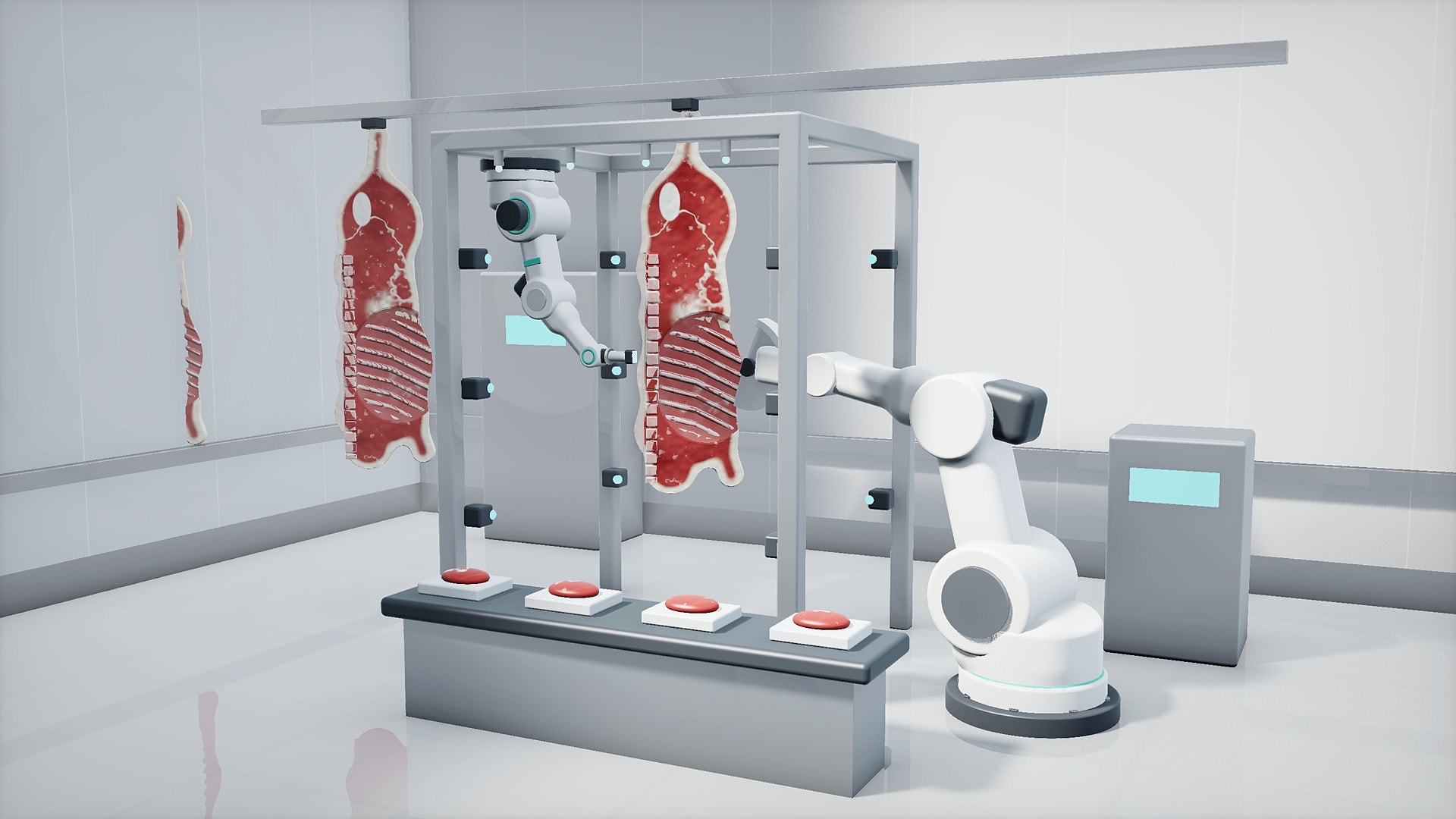 Automated meat processing facility production line